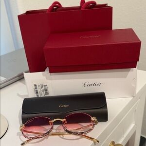 Cartier red lenses jaguar gold Sunglasses